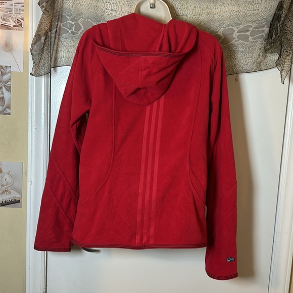 Red adidas fleece hoodie - Picture 4 of 9